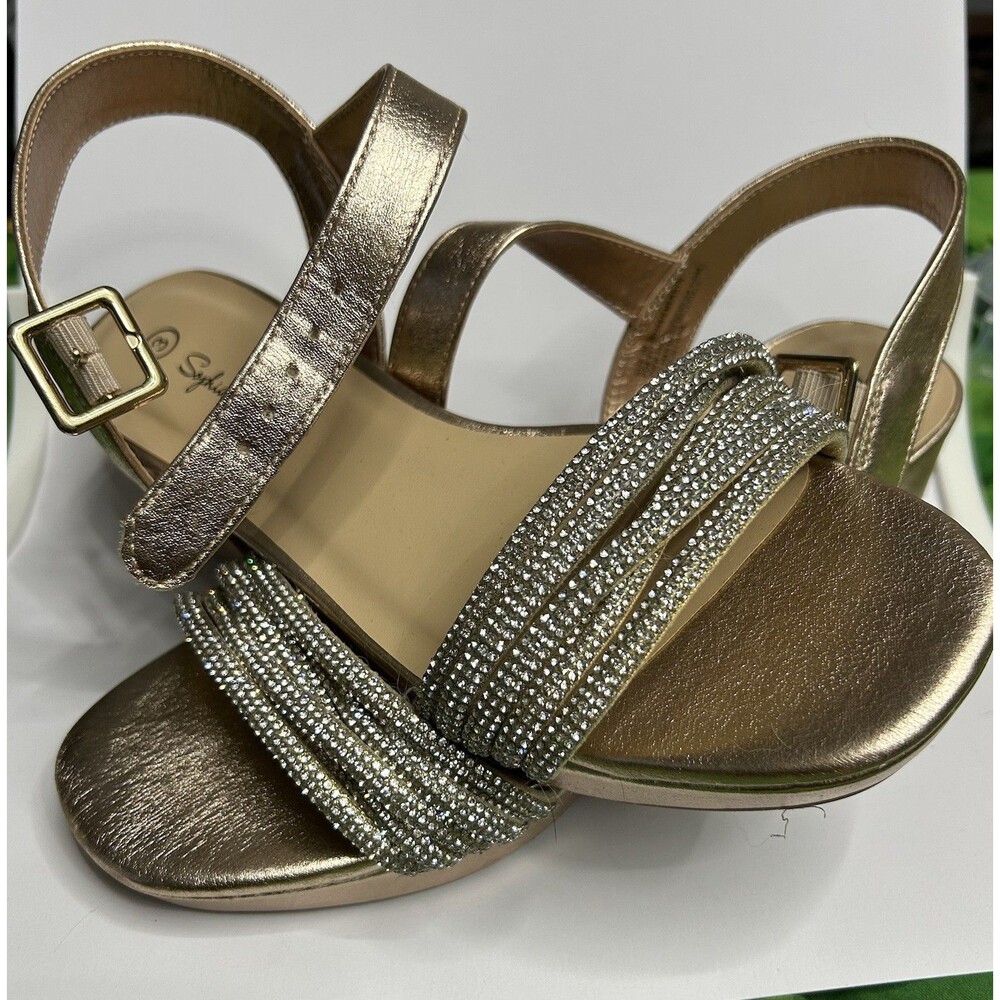 Sophia Taylor Girls Size 3 Rose Gold Rhinestone Heels